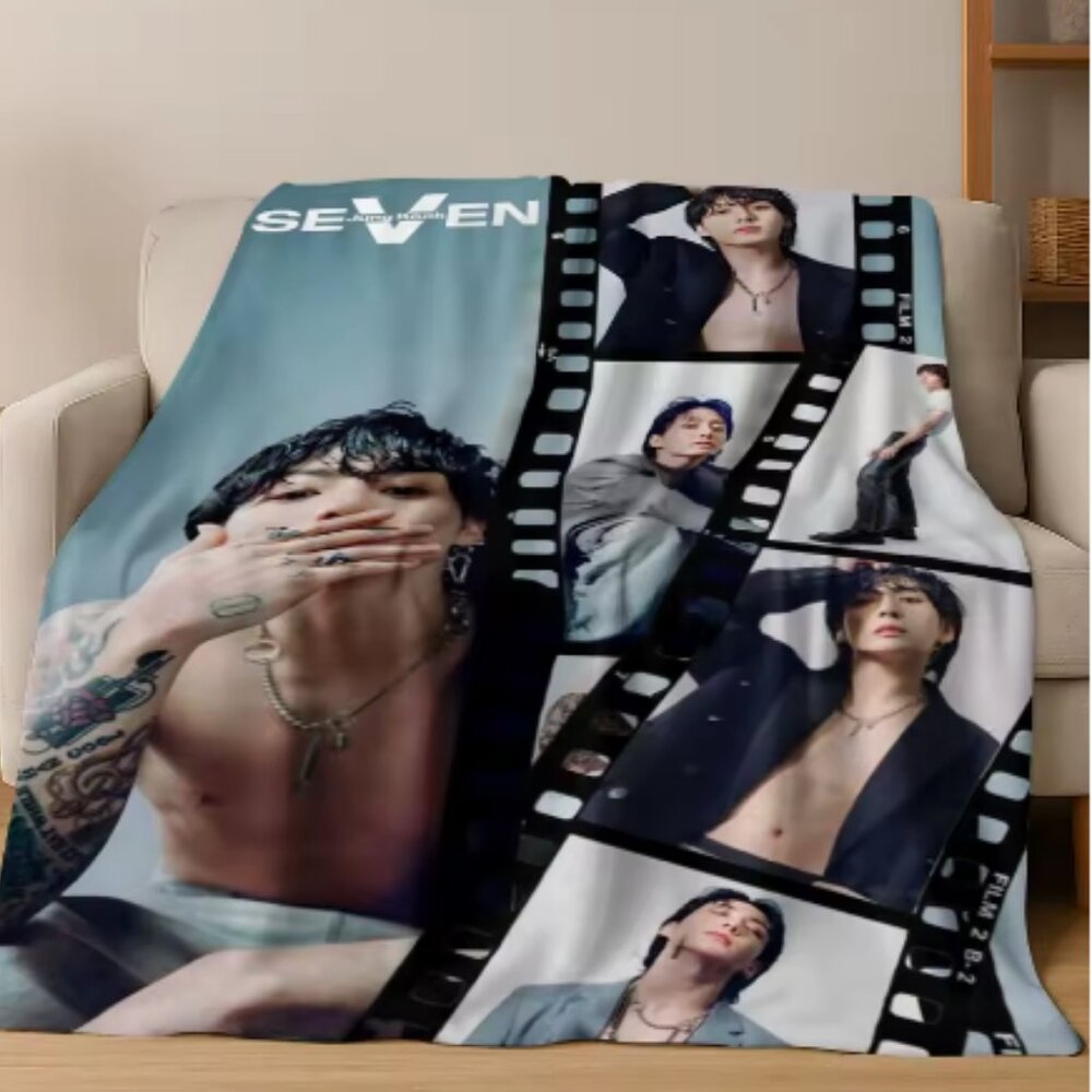 Kpop BTS Jeon Jung Kook Jk JIMIN Star Flannel Blanket Soft Warm Blanket for Bed